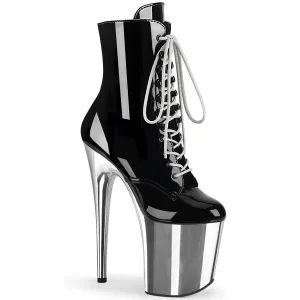 FLAMINGO-1020 Pleaser Shoes Silver Chrome Platform Exotic Dancer Boots