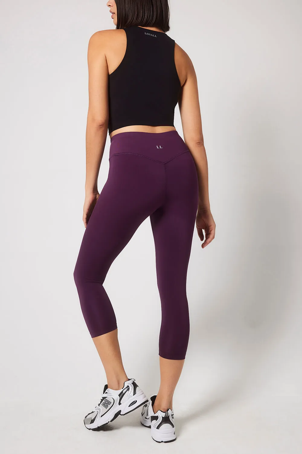 Focus Cropped High Waisted Sports Leggings - Mulberry Plum