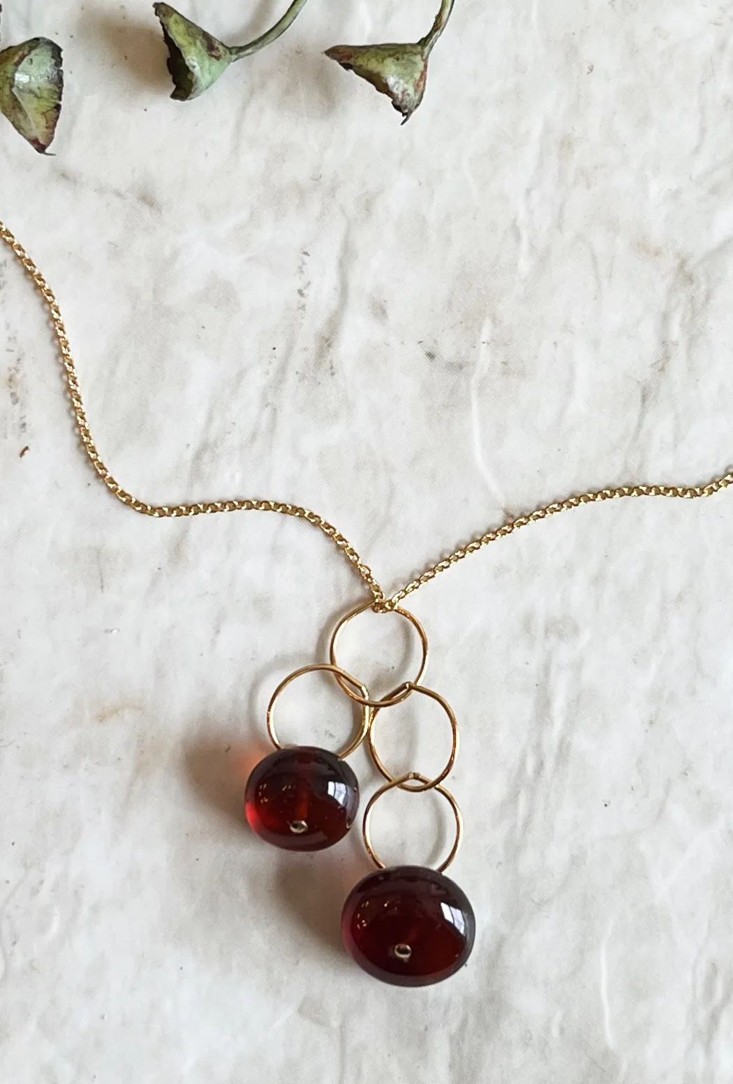 Garnet Dew Drop Necklace