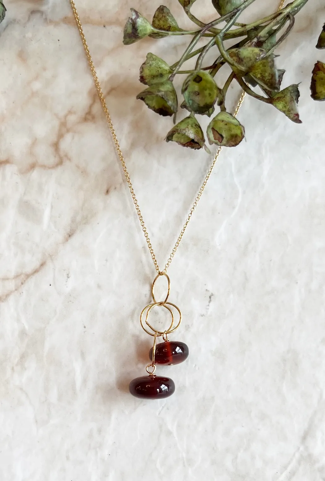 Garnet Dew Drop Necklace