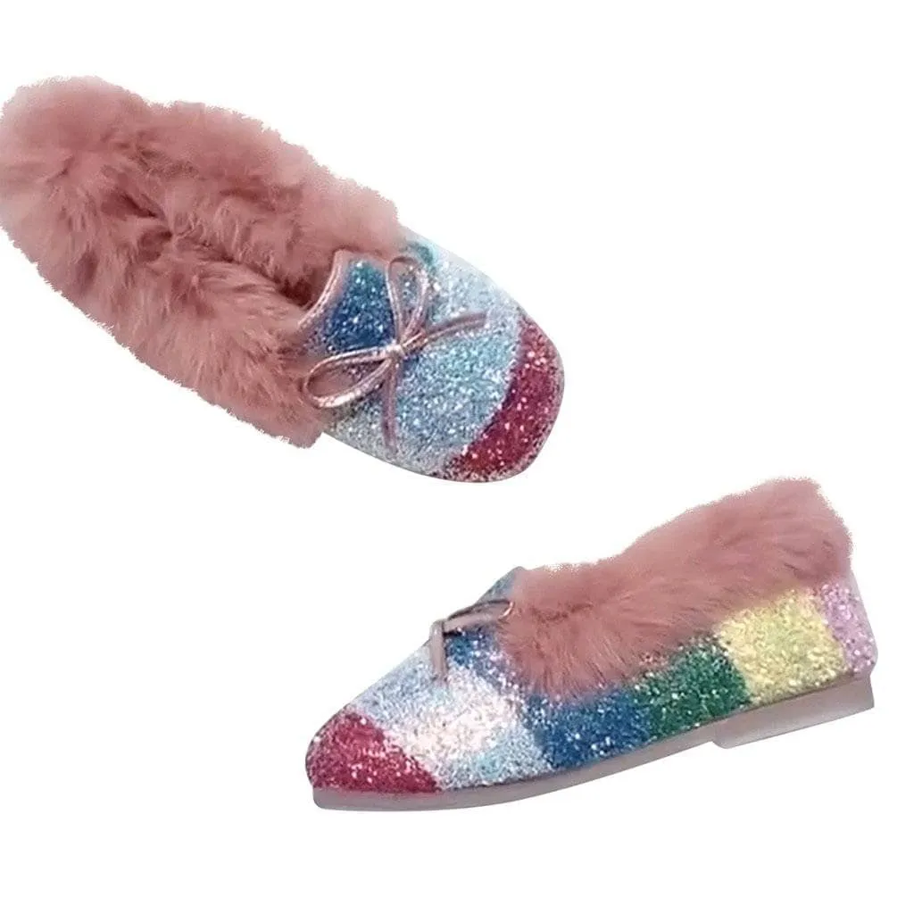 Glitter Faux Fur Stripe Loafer