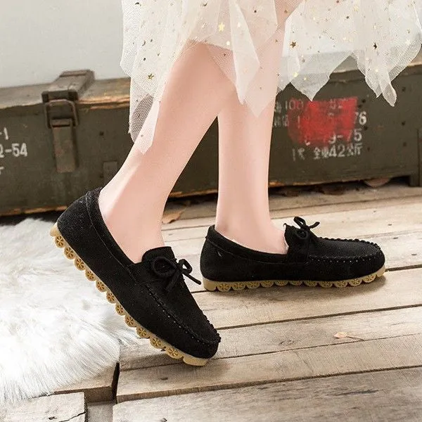 Groovywish Women Winter Loafers Vintage Fur Moccasins