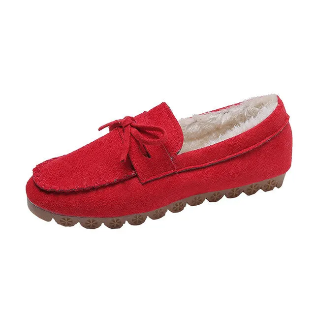 Groovywish Women Winter Loafers Vintage Fur Moccasins