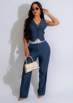 I See You Denim Silk Pant Set Nude