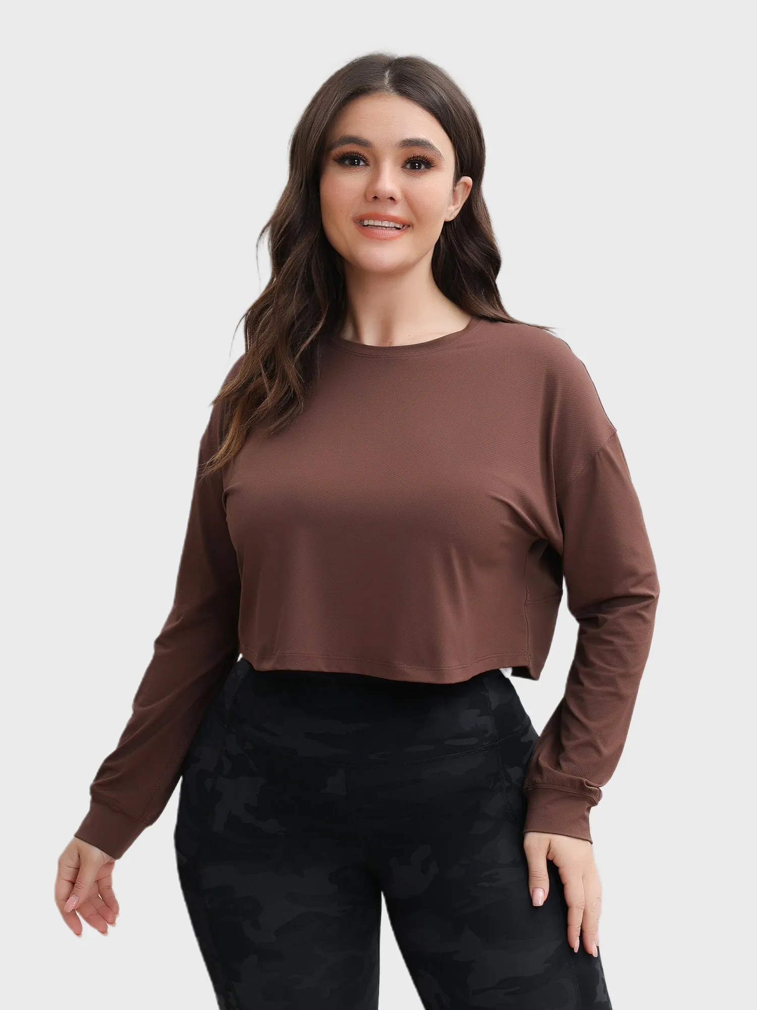 Jacquard Outdoor Sports Long-Sleeve Crop Top