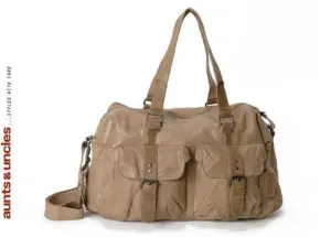 Jet Lagger Large Leather Weekender Bag in Dust