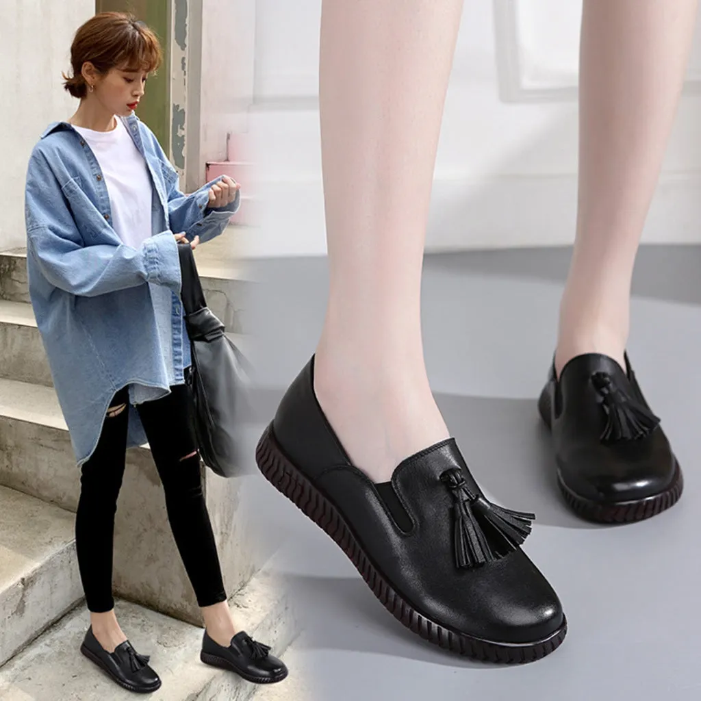 Leather Flat Casual Retro Women's Shoes | Gift Shoes