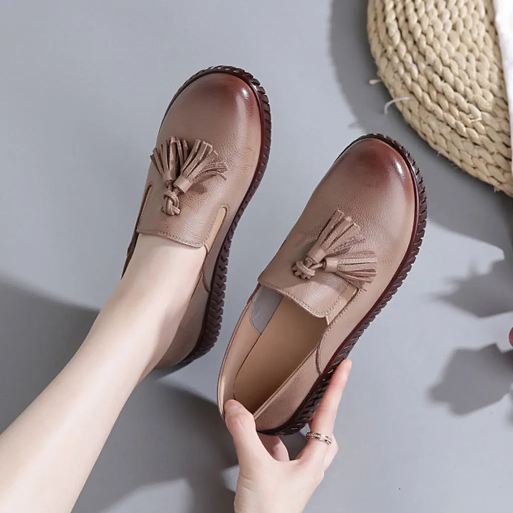 Leather Flat Casual Retro Women's Shoes | Gift Shoes