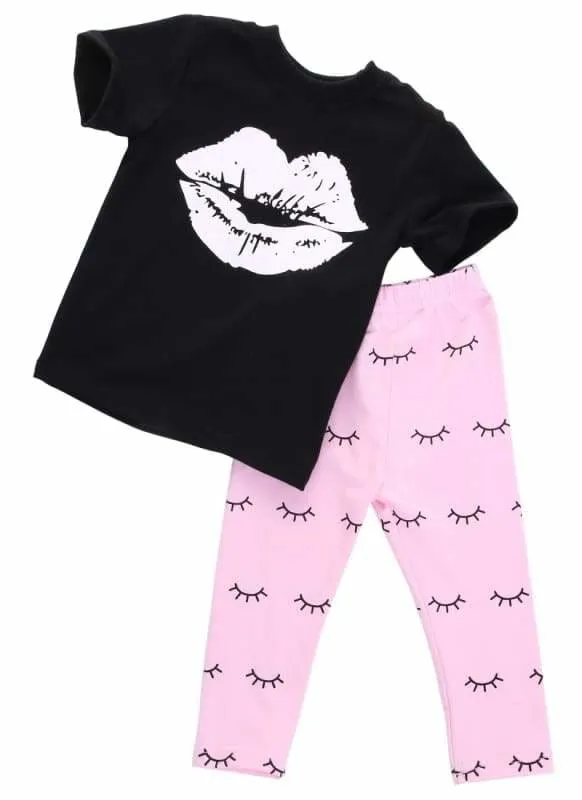 Lip-kiss toddler clothing set