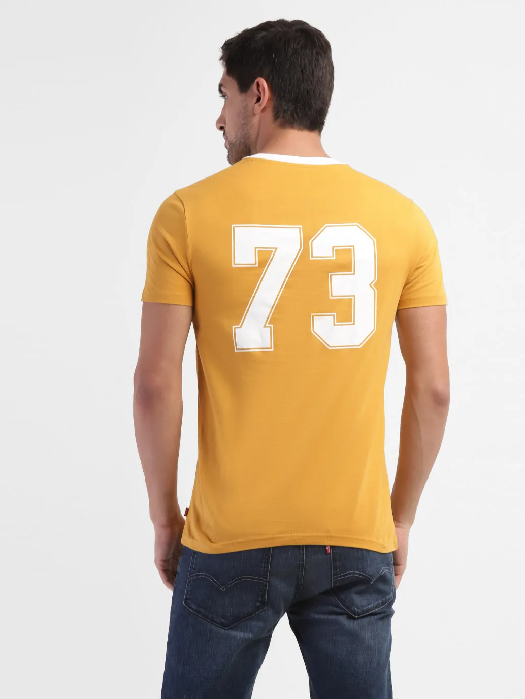 Men's Yellow Brand Logo T-Shirt