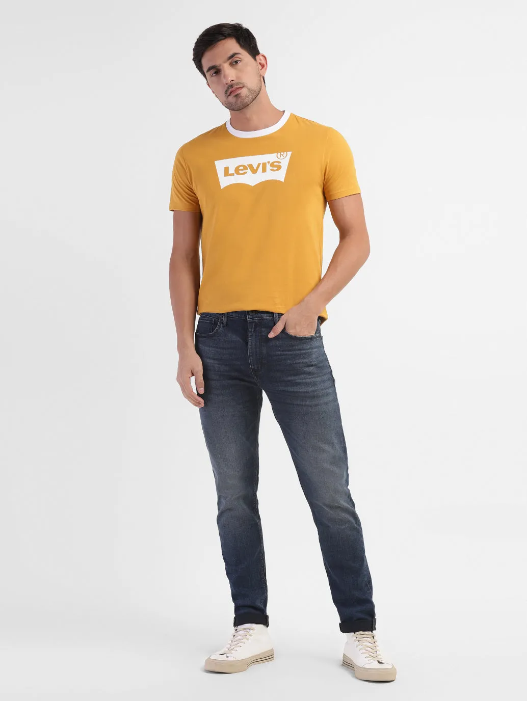 Men's Yellow Brand Logo T-Shirt