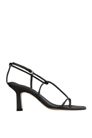 Minimal Strappy Black Heeled Sandal