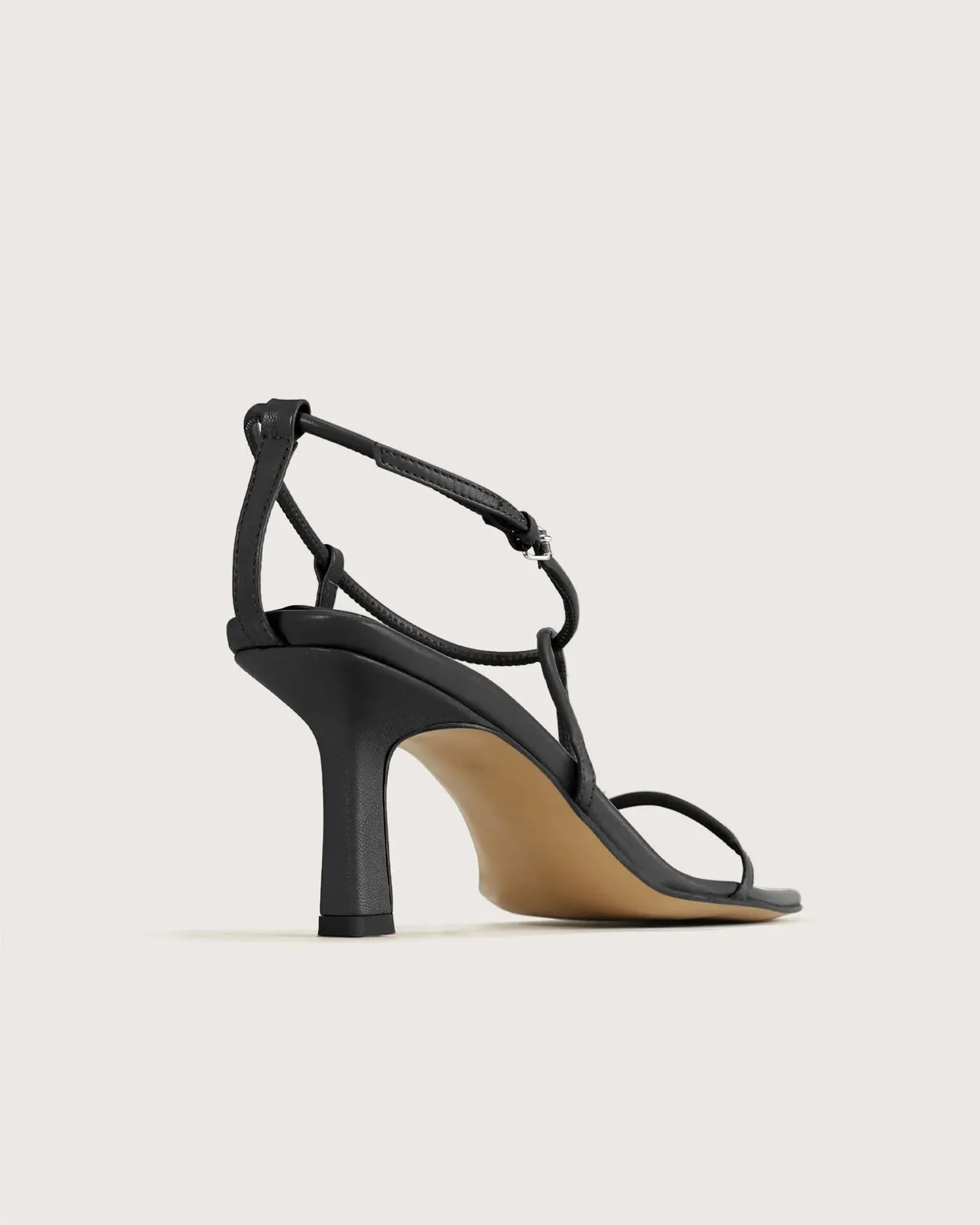 Minimal Strappy Black Heeled Sandal