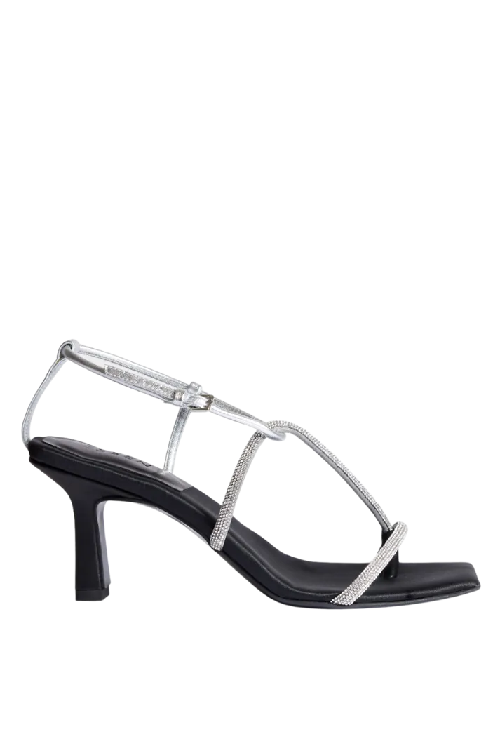 Minimal Strappy Heeled Crystal Sandal