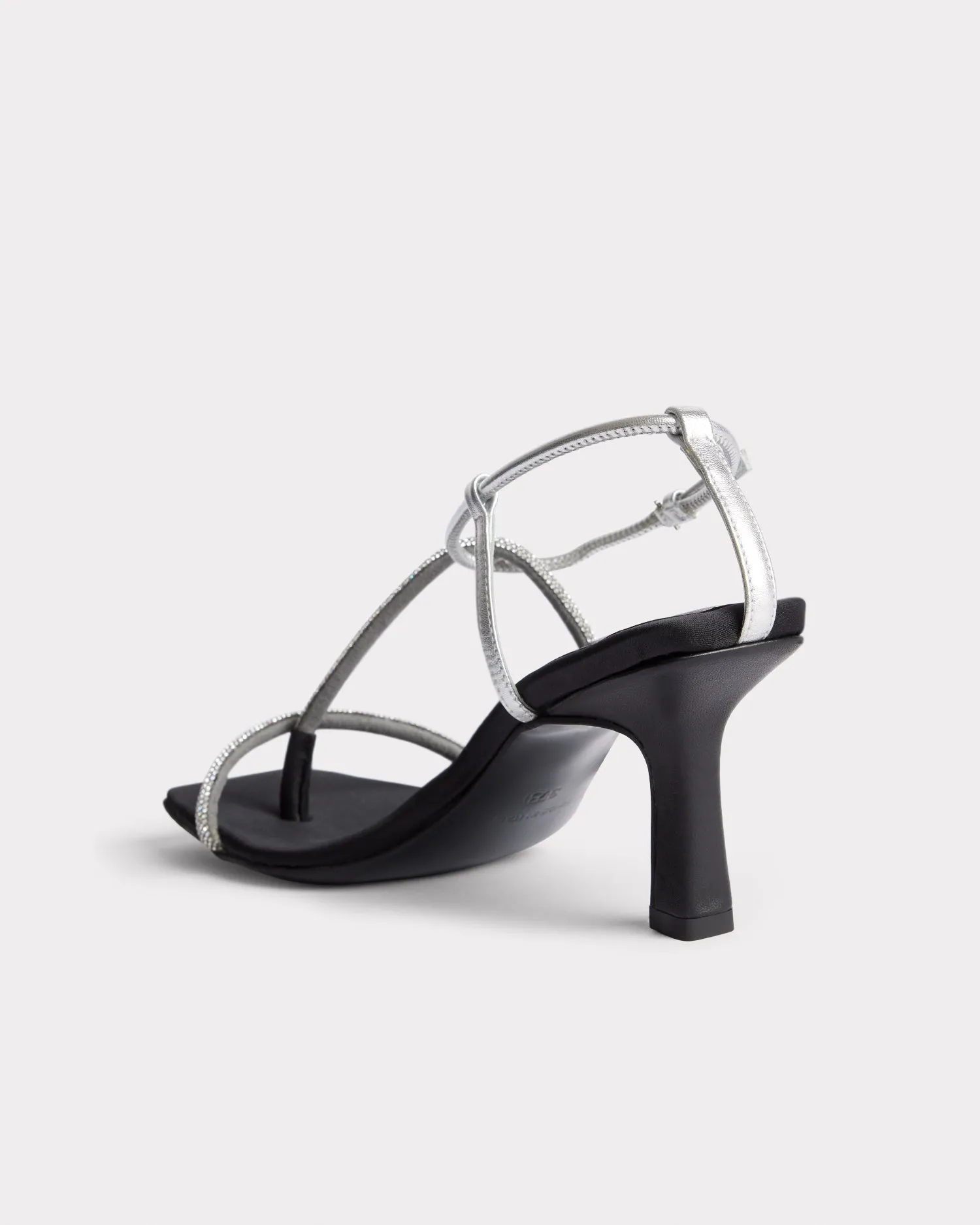 Minimal Strappy Heeled Crystal Sandal