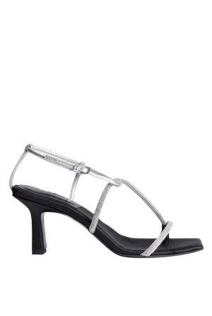 Minimal Strappy Heeled Crystal Sandal