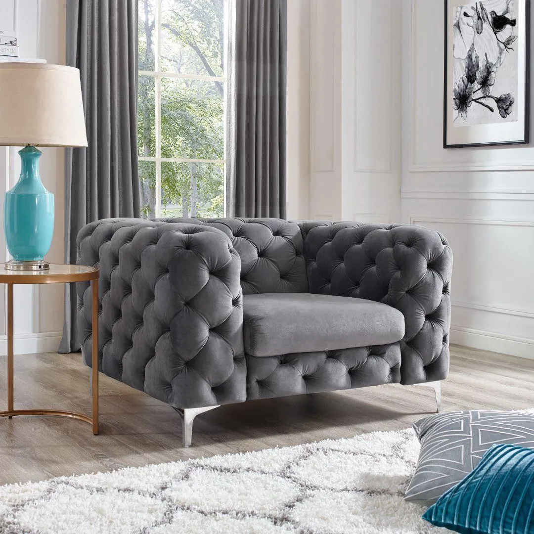 Modern Grey Chesterfield 1 seater Sofa