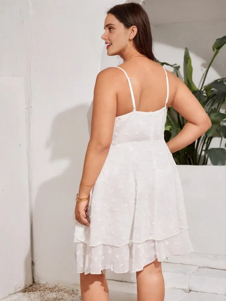 Plus size White Summer Sundress Hollow