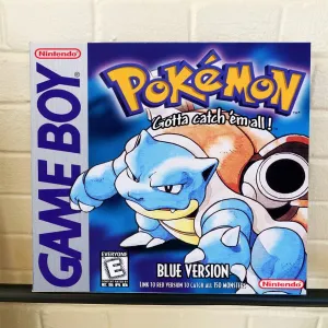 Pokemon Blue Nintendo Gameboy Cover Art Gallery Wrapped Canvas 12x12