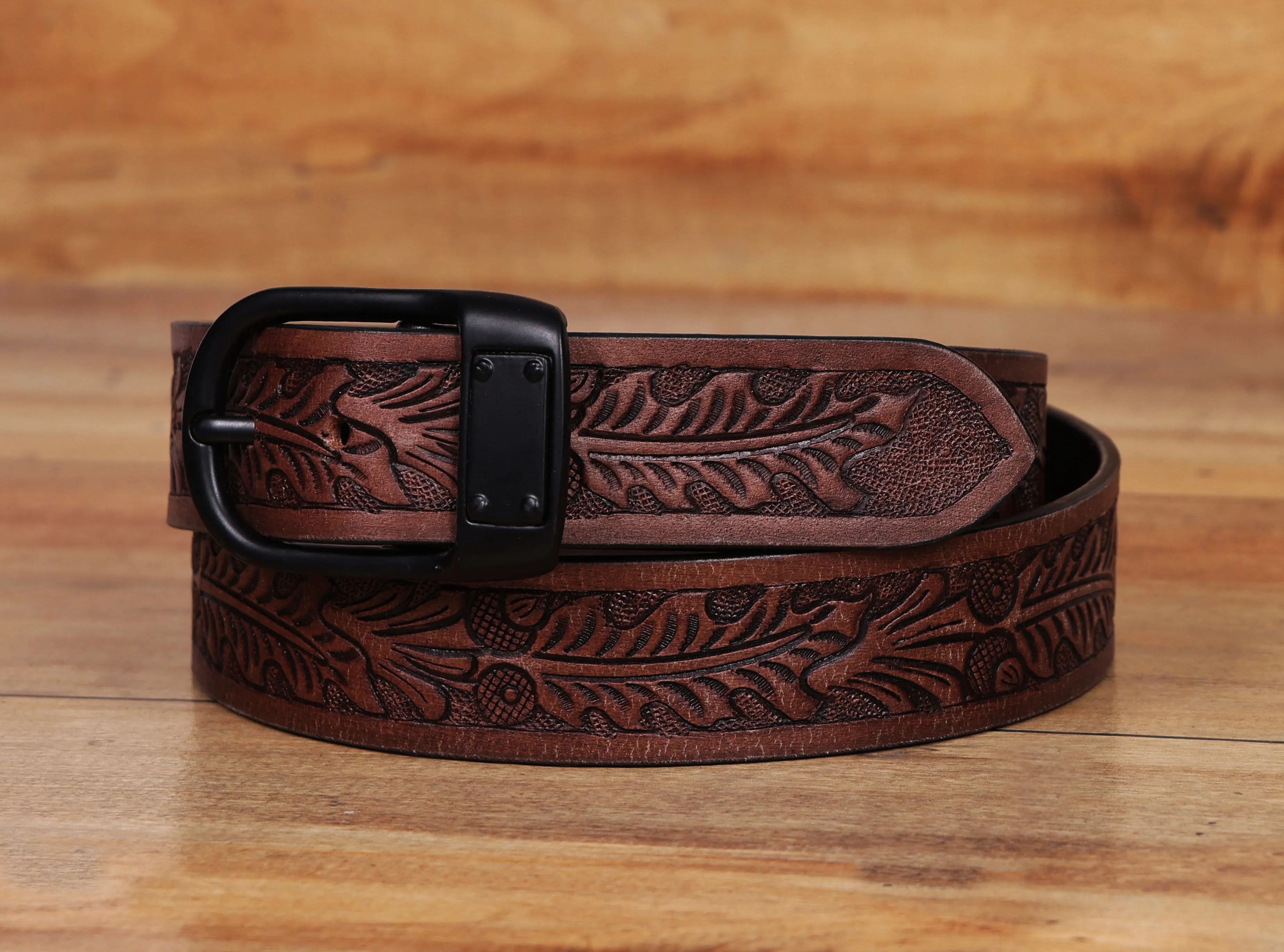 "Artisanal Elegance: Hand-Carved Leather Belts for Timeless Appeal" Art: LB-812