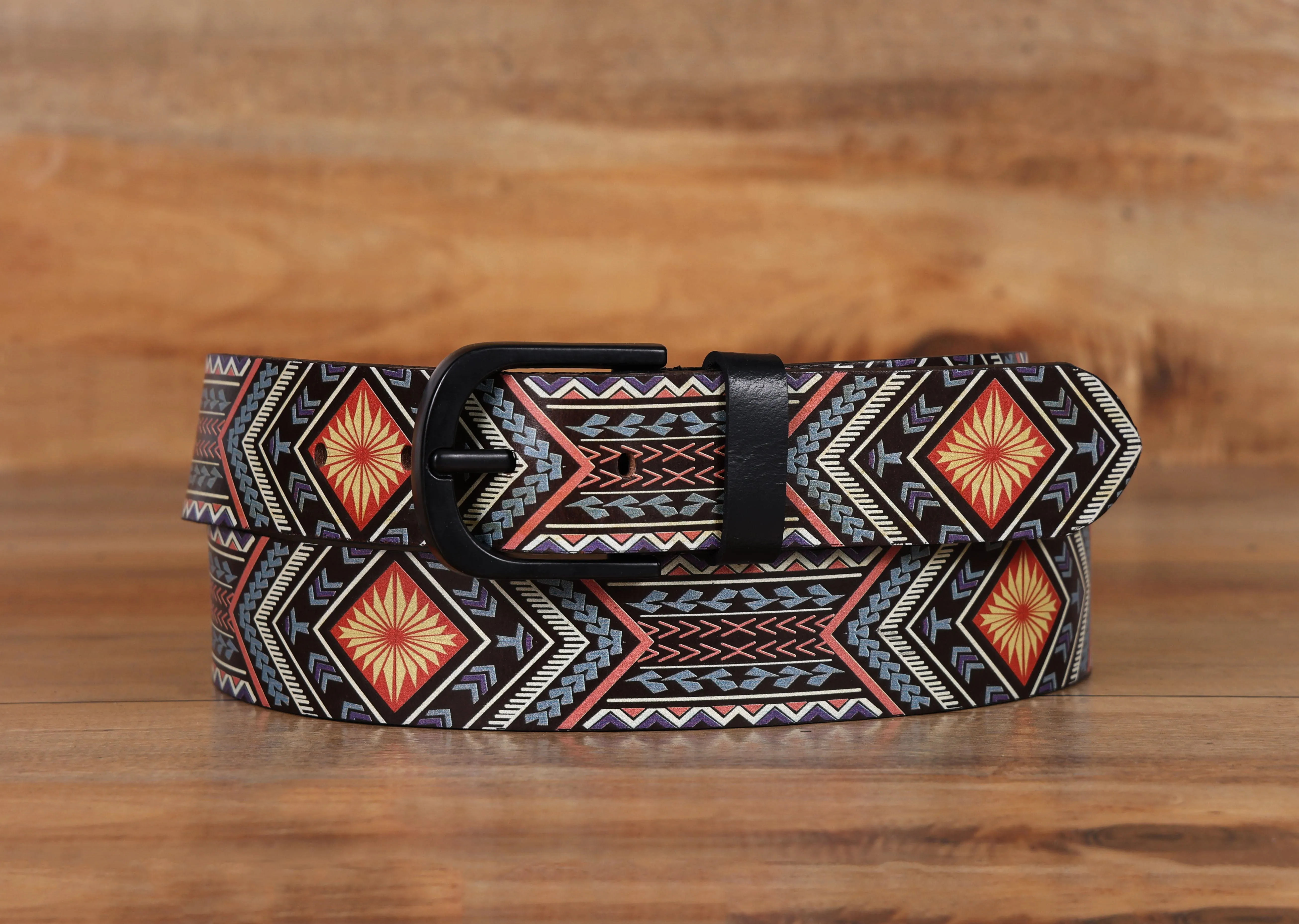 "Colorful Creativity: Leather Multi-Printing Belts for Statement Style" Art: LB-821