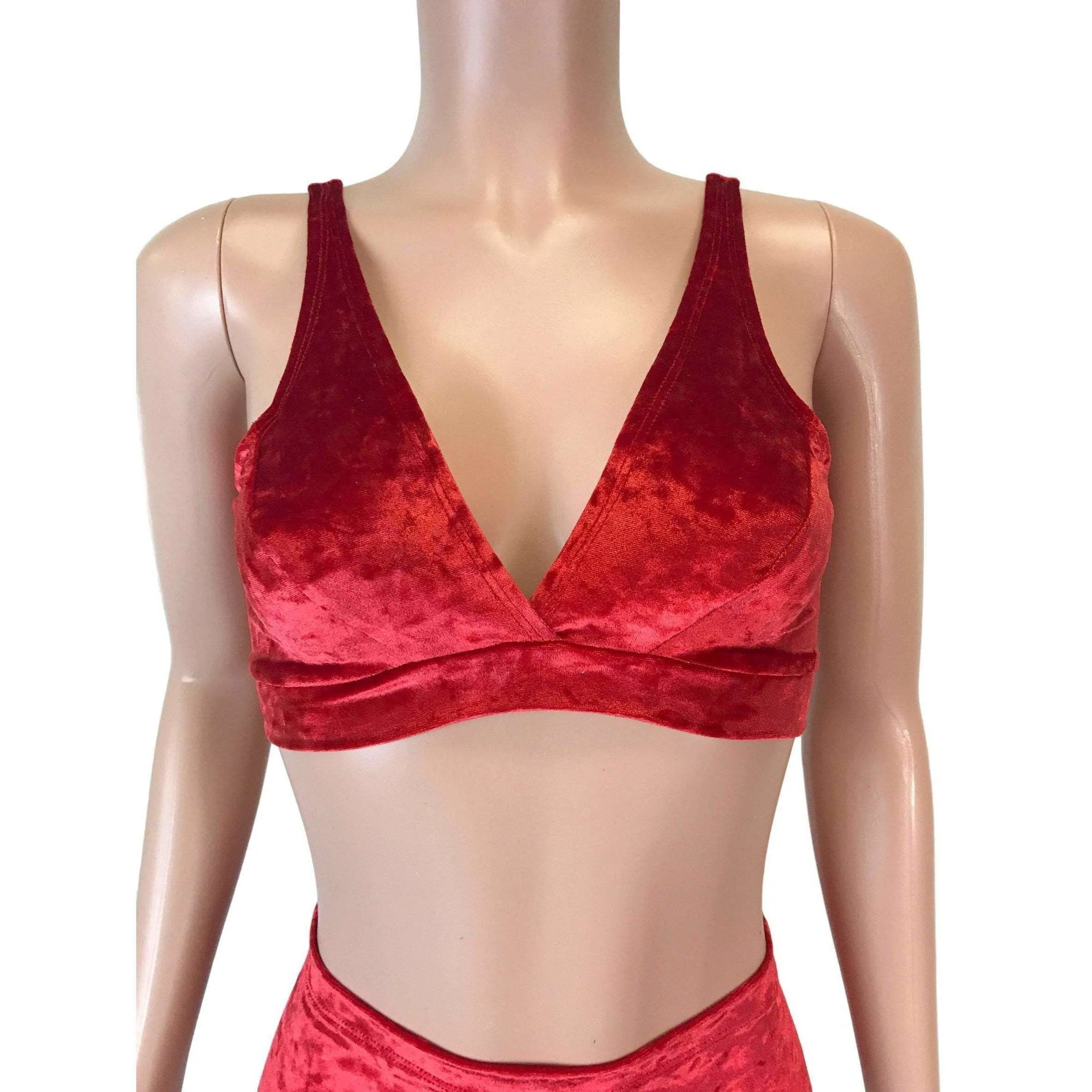 Red Crushed Velvet Bralette