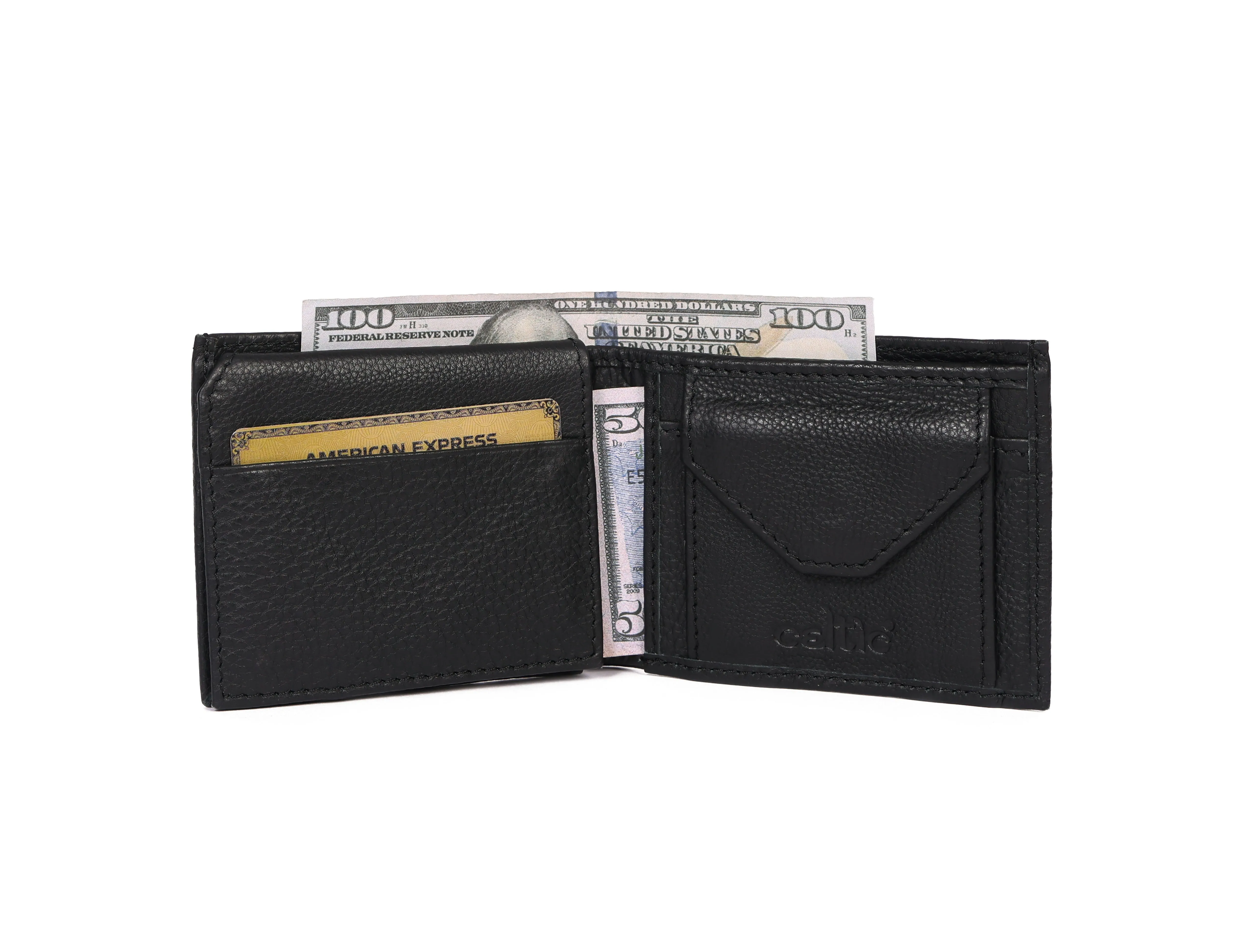 Sleek Black Leather Wallet - Style and Practicality Combined, Art:- LA-1408