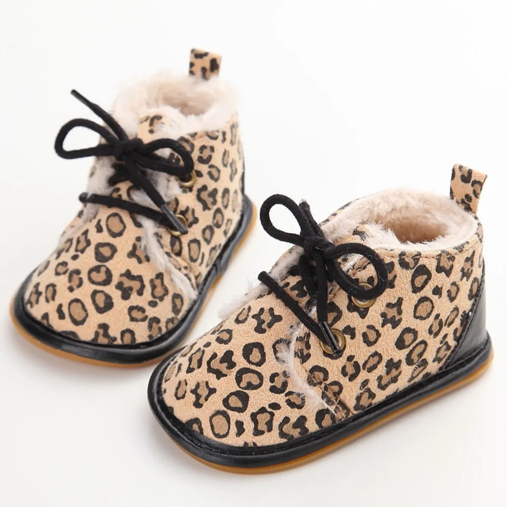 Soft Sneaker Boots Baby Boy Girl Warm Fur Crib Shoes, 0-18M