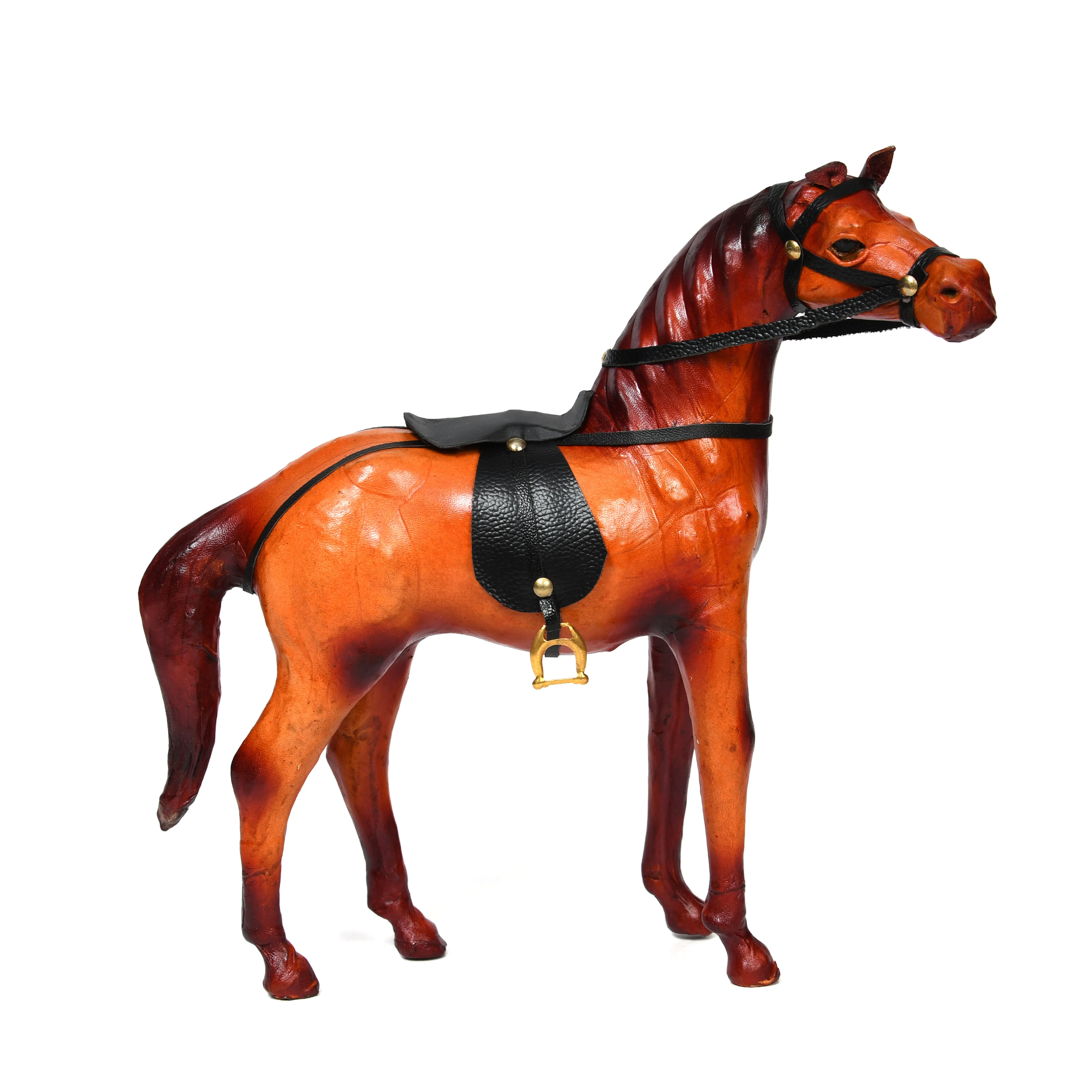 Stunning Handcrafted Standing Leather Horse Showpiece for Elegant Home Decor, ART:-LA-02