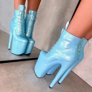 The Glitterati Ankle Boot - Baby Blues *2.0* - 8 INCH