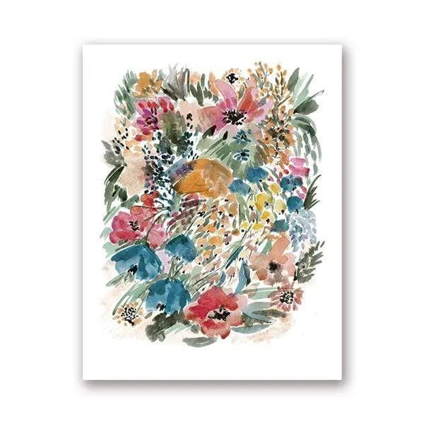 Watercolor Flowers Botanical Poster Print