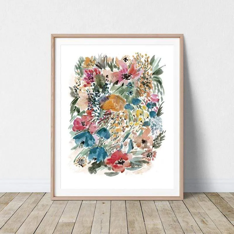 Watercolor Flowers Botanical Poster Print