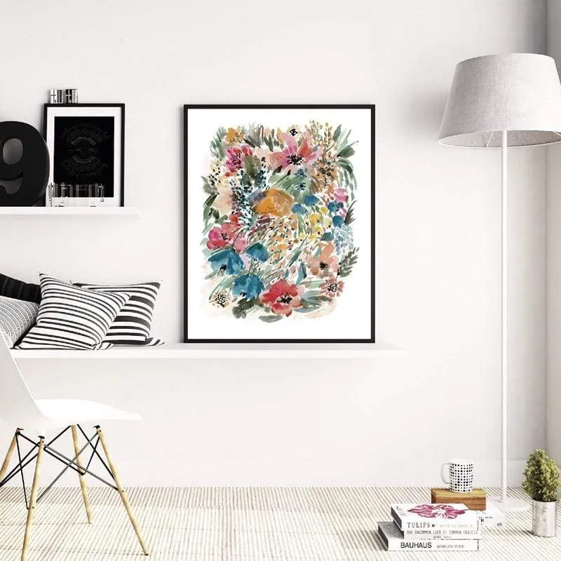 Watercolor Flowers Botanical Poster Print