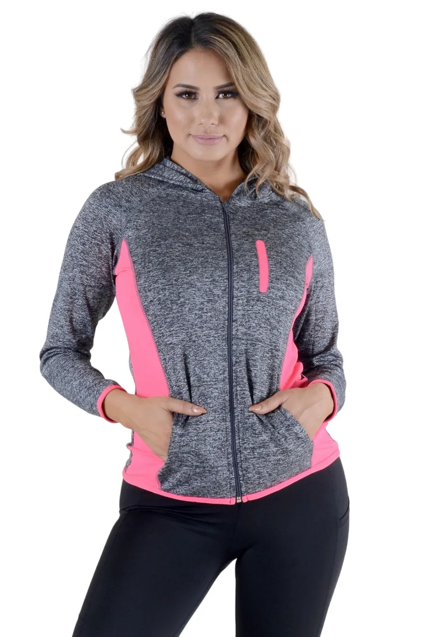 Women's Activewear Jacket, Full Zip Up Hoodie, Long Sleeve Workout Wear