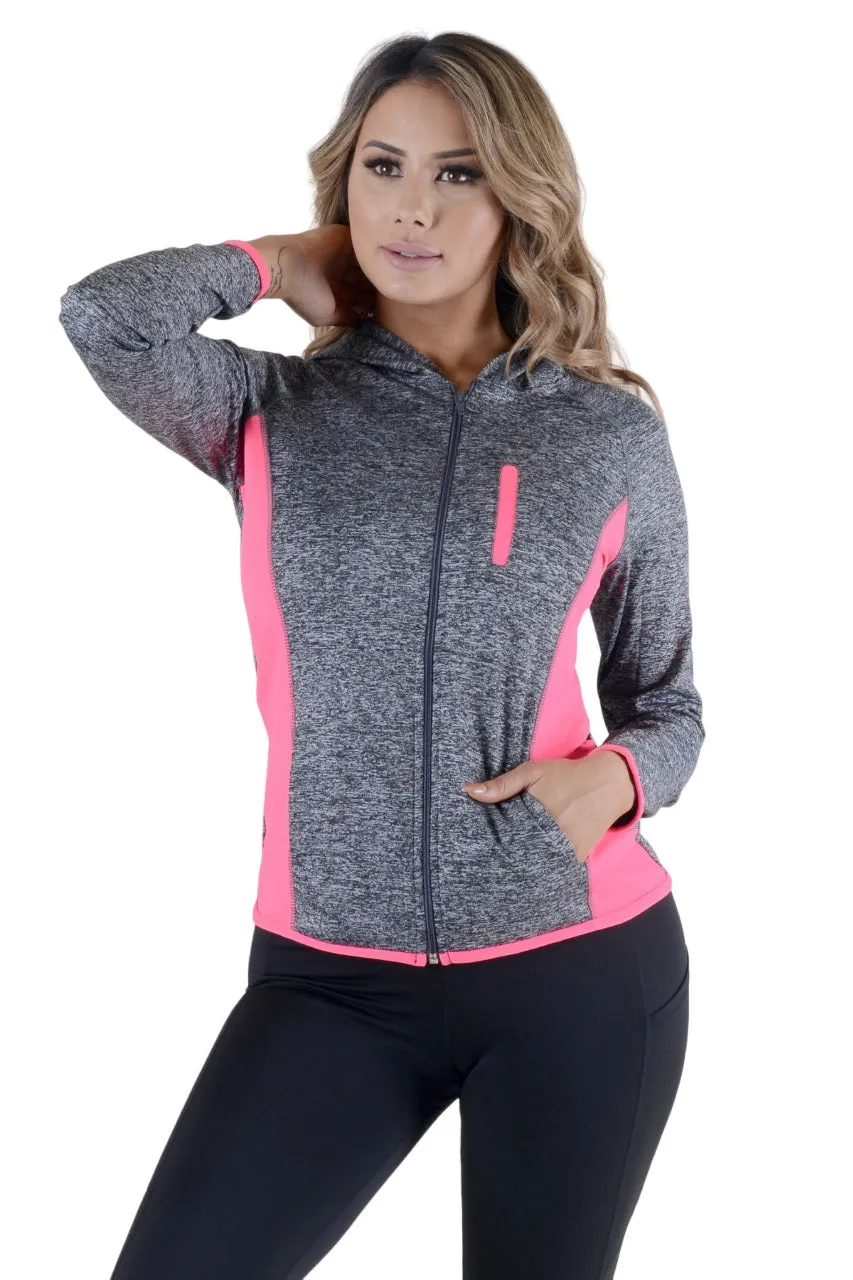 Women's Activewear Jacket, Full Zip Up Hoodie, Long Sleeve Workout Wear