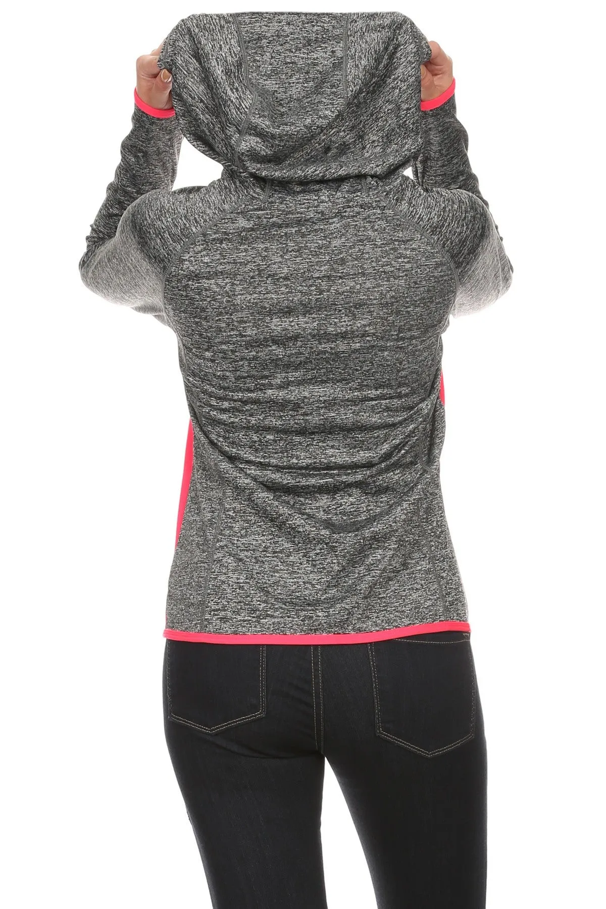 Women's Activewear Jacket, Full Zip Up Hoodie, Long Sleeve Workout Wear